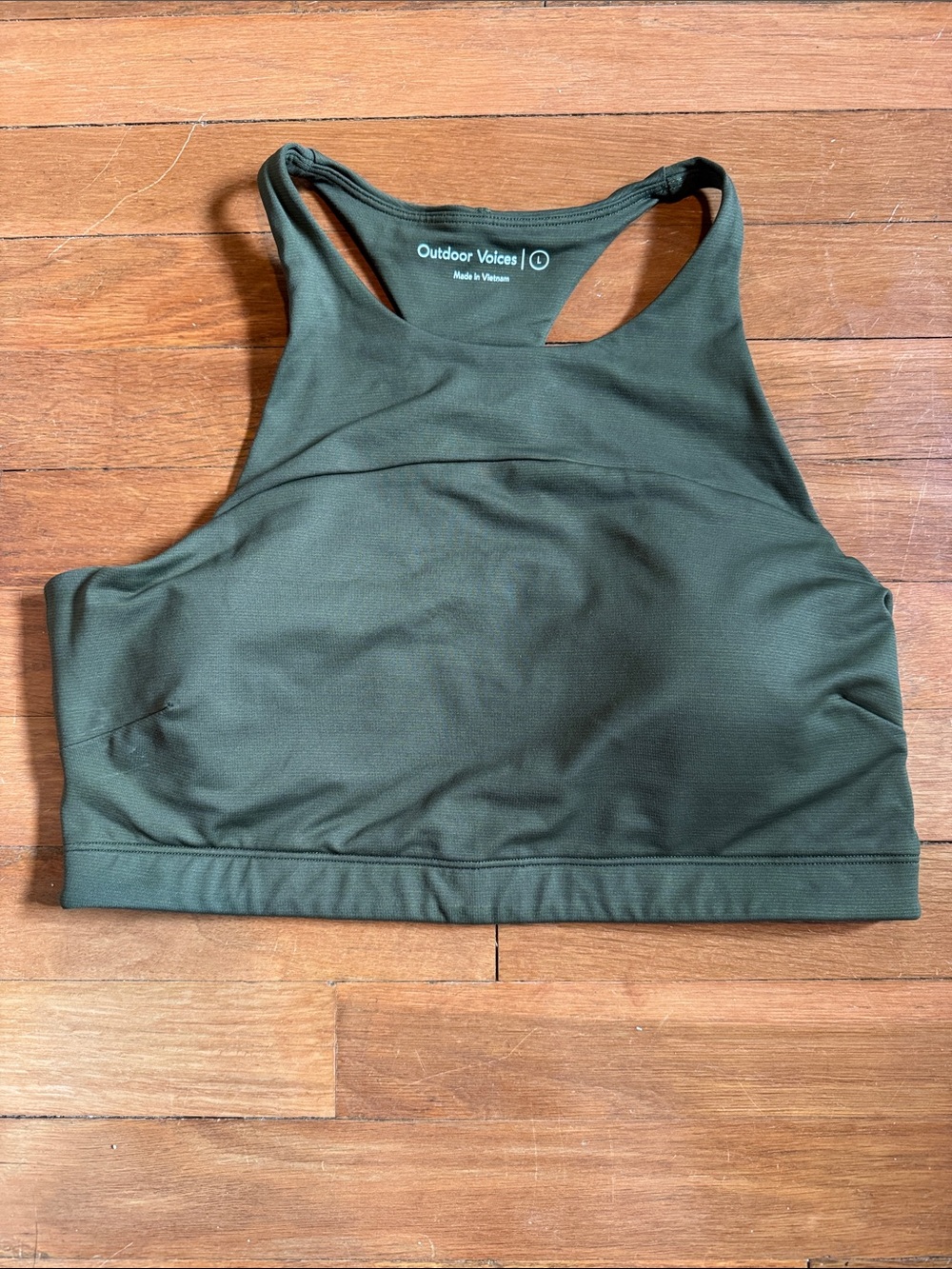 Outdoor Voices Olive High-Neck Racerback Sports Bra